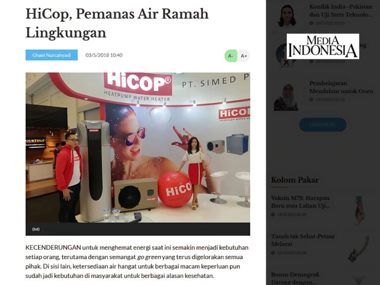 Media Indonesia - HiCOP Pemanas Air Ramah Lingkungan - PT Simed Prakarsa Indonesia